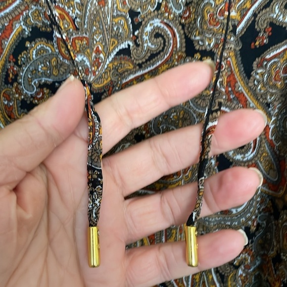 Michael Michael Kors Mesh Paisley Peasant V-Neck Long Sleeve Mini Dress sz 3X - Picture 7 of 10